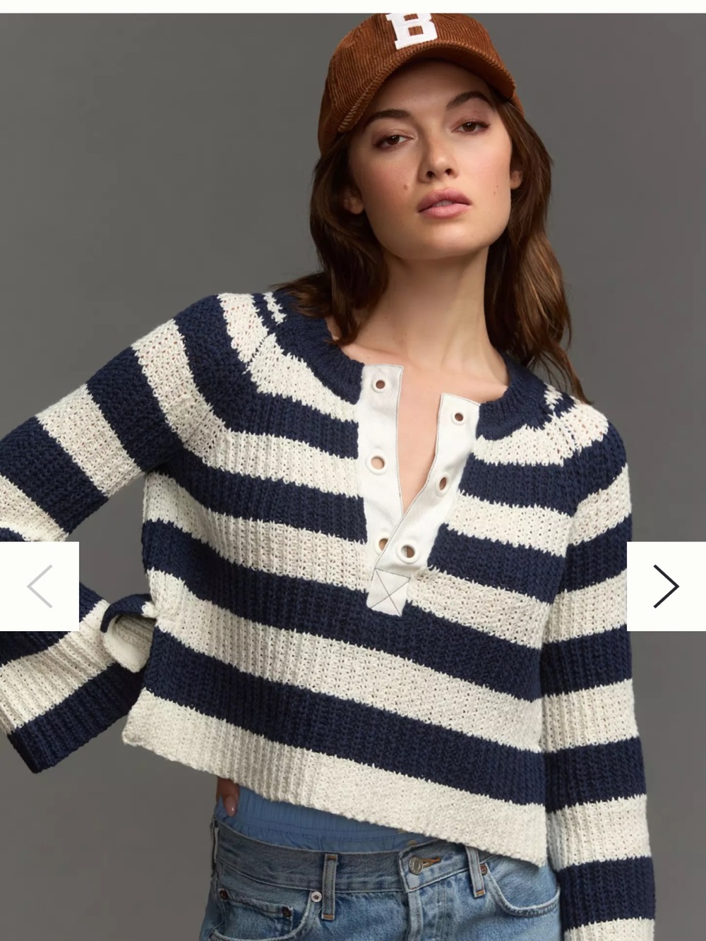 Pilcro Striped Navy and White Knit Sweater